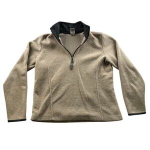 Old Navy Womens Fleece Jacket Medium Pullover Beige 1/4 Zip Cozy Outdoors Casual